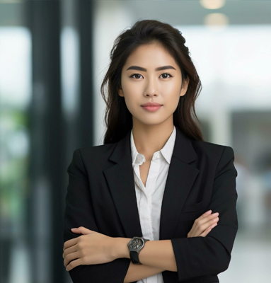 About waistup shot asian business man standing moddle office holding digital tablet 4